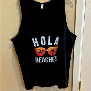 Black Tank Top with 'Hola Beaches' Graphic size Mens XL brand new